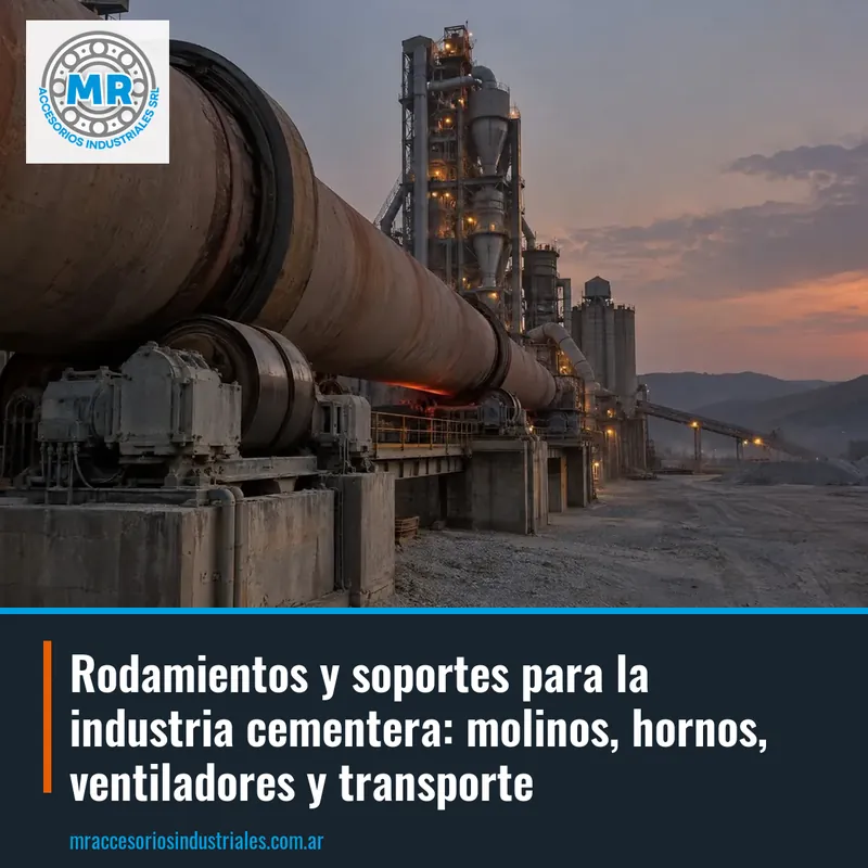 Rodamientos y soportes para la industria cementera: molinos, hornos, ventiladores y transporte