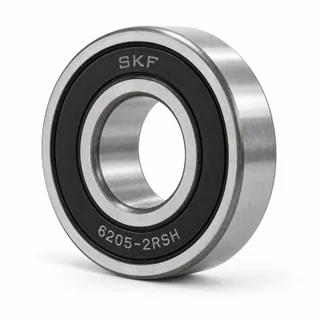 Rodamiento rígido de bolas SKF 6205-2RSH en fotografía de estudio.