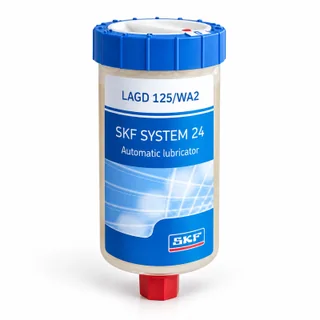 Lubricador automático SKF LAGD 125/WA2 en fotografía de estudio.
