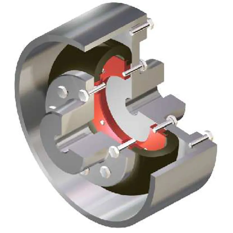 Cutaway of a GUMMI Type A elastic coupling with brake pulley · GUMMI APF