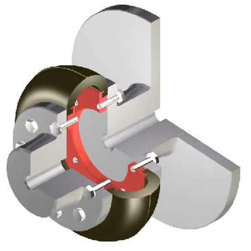 Cutaway of a GUMMI Type A elastic coupling for flywheel mounting, flange model · GUMMI CF