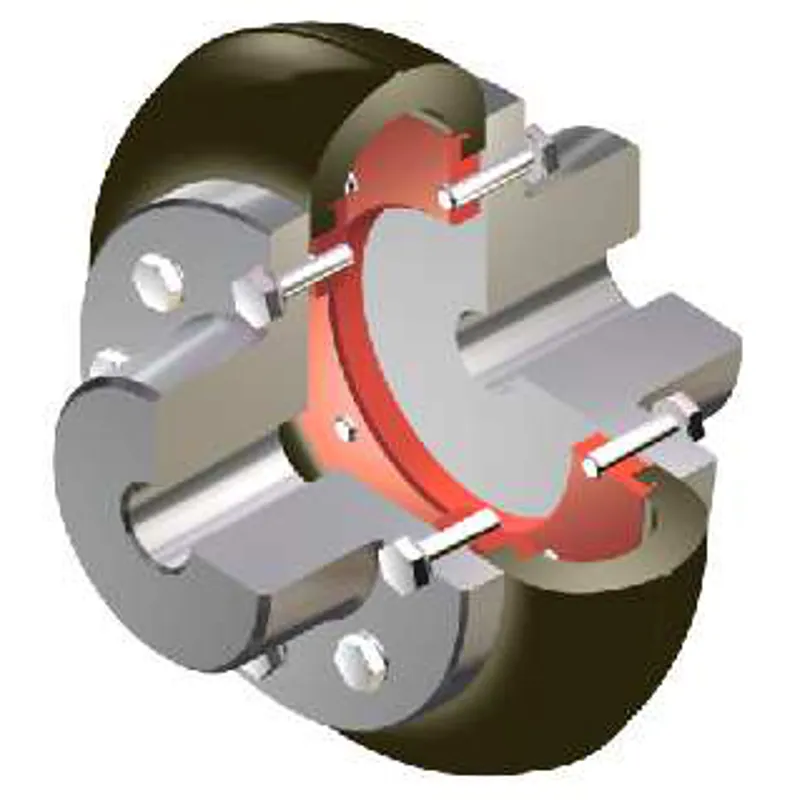 Cutaway of a GUMMI Type A elastic coupling with two standard hubs · GUMMI A-105
