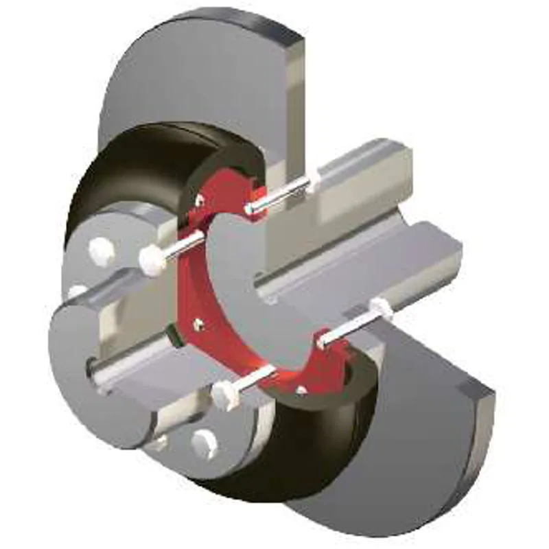 Cutaway of a GUMMI Type A elastic coupling with brake disc · GUMMI DF