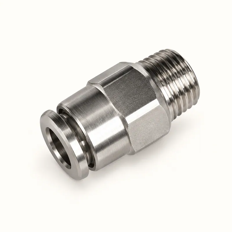 Conector macho metálico con collarín reforzado y rosca para inserción rápida · SKF LL/226-14111-1