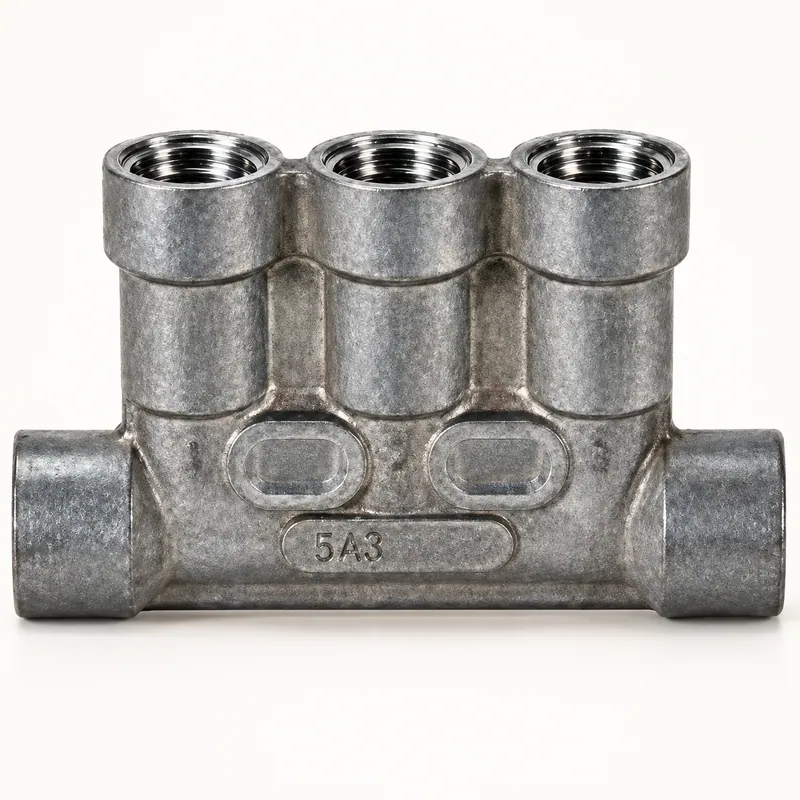 Distribuidor de pistón metálico cilíndrico con múltiples salidas roscadas · SKF LL/343-400-33300-ZZ