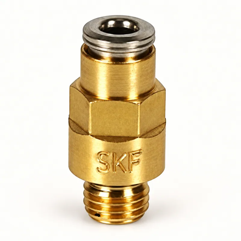 Conector recto metálico con rosca M8 y entrada rápida para tubo de 4 mm · SKF LL/451-006-468-VS