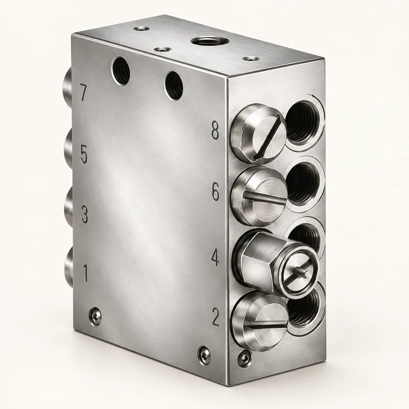 Bloque distribuidor SSV de acero con salidas roscadas laterales para grasa o aceite · SKF LL/619-27476-1