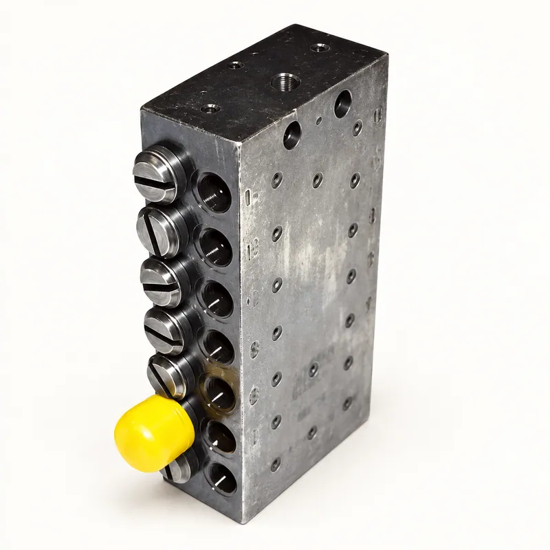 Bloque divisor de acero con múltiples salidas y vástago indicador para lubricación centralizada · SKF LL/619-28899-1