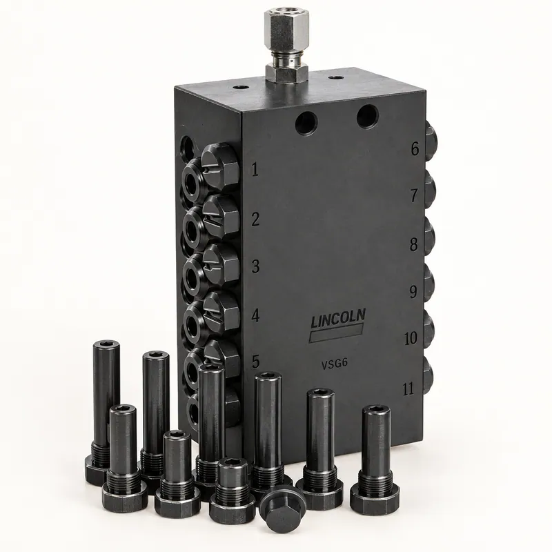 Válvula divisora SSV-D de acero con salidas roscadas y cuerpo alargado · SKF LL/649-29545-1