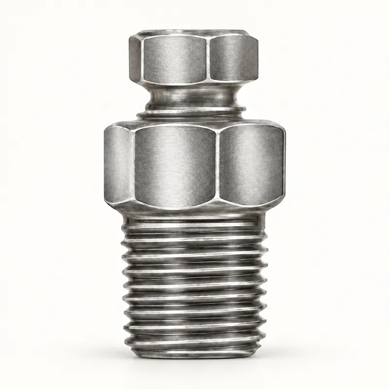 Conector de acero para tubo de 1/8 pulgada, cuerpo hexagonal y terminal roscado · SKF LL/66415