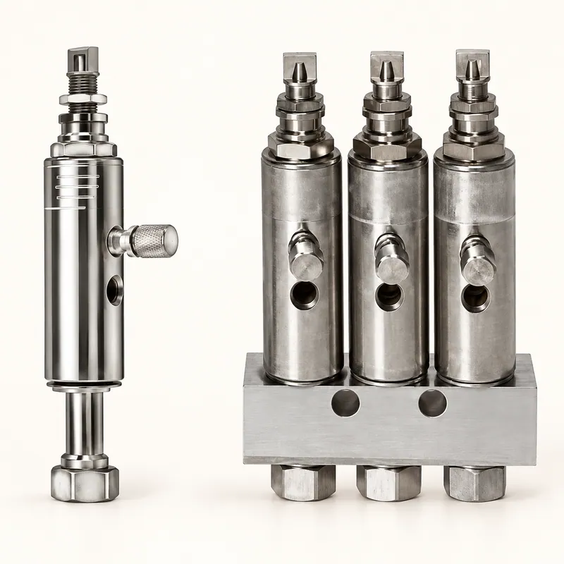 Inyector de grasa cilíndrico de acero con extremos roscados y cuerpo estriado · SKF LL/81770-2