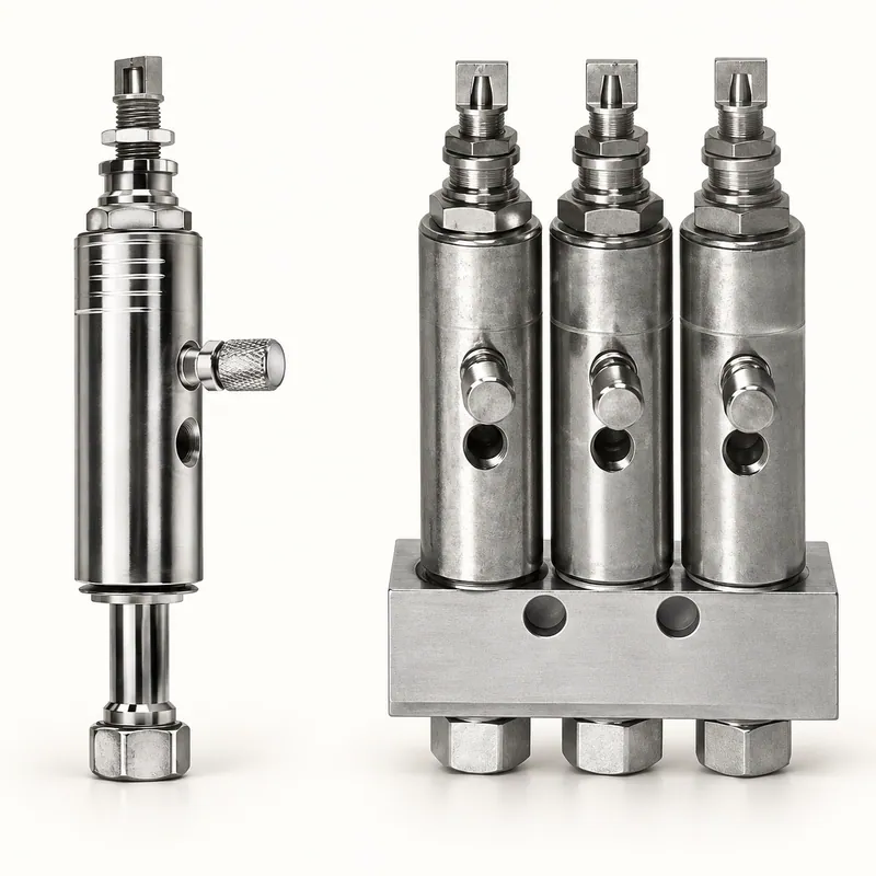 Inyector de grasa compacto de acero con cuerpo cilíndrico y roscas de conexión · SKF LL/81770-6