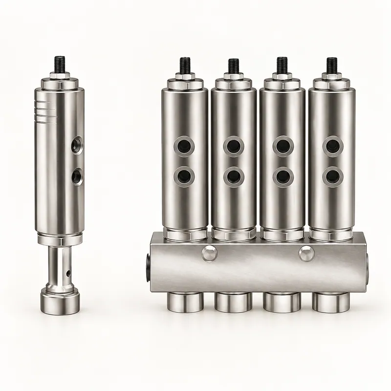 Inyector de aceite metálico cilíndrico con cuerpo estriado y conexiones roscadas · SKF LL/82294-2