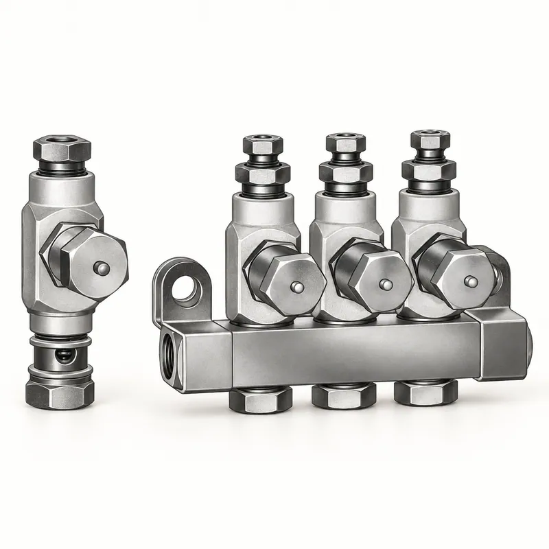 Inyector de aceite de acero con cuerpo cilíndrico y conexiones roscadas · SKF LL/83311-10
