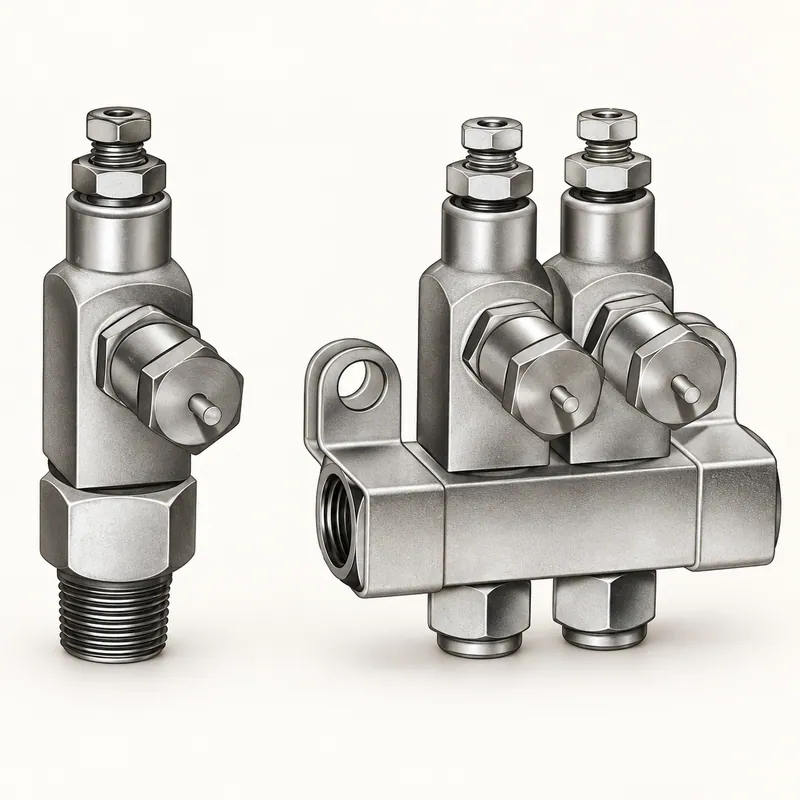 Inyector de grasa de acero, cuerpo cilíndrico con roscas y tuerca hexagonal · SKF LL/83336-1