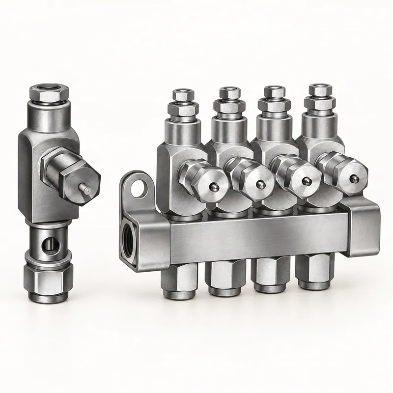 Inyector de aceite de cuerpo metálico cilíndrico con conexiones roscadas laterales · SKF LL/83661-3
