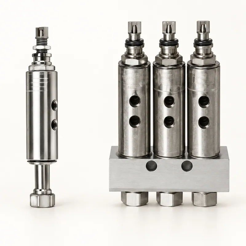 Inyector de aceite de acero con cuerpo cilíndrico y conexiones roscadas para lubricación · SKF LL/83749-5