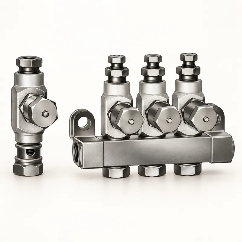 Inyector de aceite de acero con cuerpo cilíndrico y roscas en ambos extremos · SKF LL/84428-4