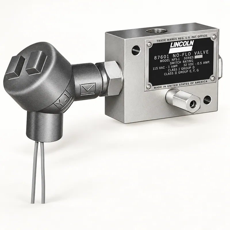 Válvula eléctrica para lubricación centralizada, cuerpo metálico con solenoide y conexiones. · SKF LL/87601