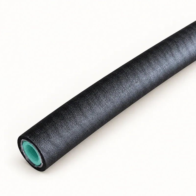 Manguera de alta presión negra de 6,4 mm de diámetro interno y 11,3 mm externo, con conectores metálicos en ambos extremos · SKF LL/982-750-111