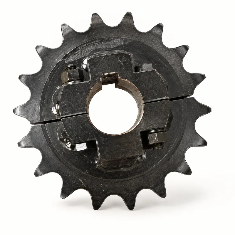 Piñón de acero con cubo partido y corona dentada · MR Piñón doble 1/2" Z23