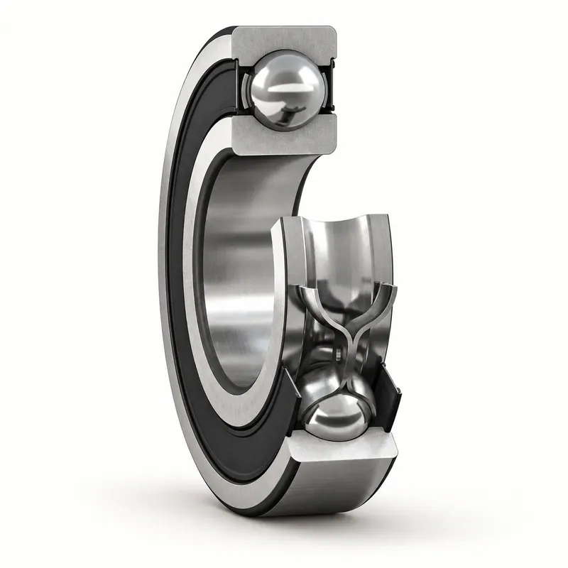 Rodamiento rígido de bolas con sellos de goma 2RS, en corte · SKF 210-RS1