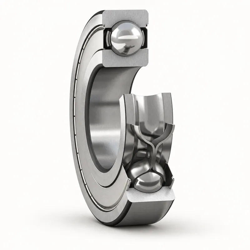 Deep groove ball bearing with ZZ metal shields, cutaway view · SKF 213-ZNR
