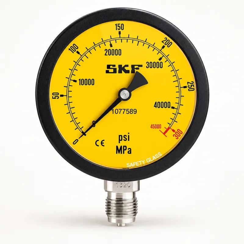 Manómetro hidráulico analógico de esfera amarilla, alta presión · SKF 1077589