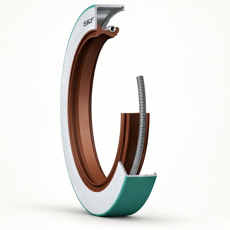 Retén radial SKF de goma con labio de sellado y resorte · SKF 18731