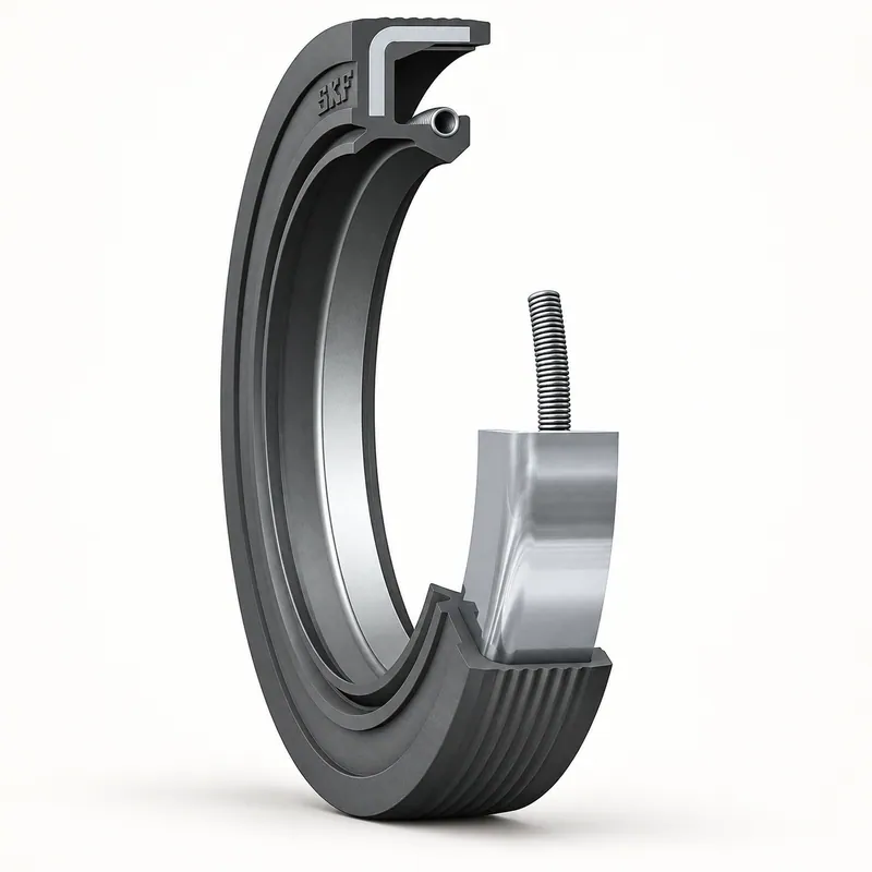 Retén radial de goma de 45x72x10 mm con labio y resorte · SKF 45X72X10 HMSA10 RG