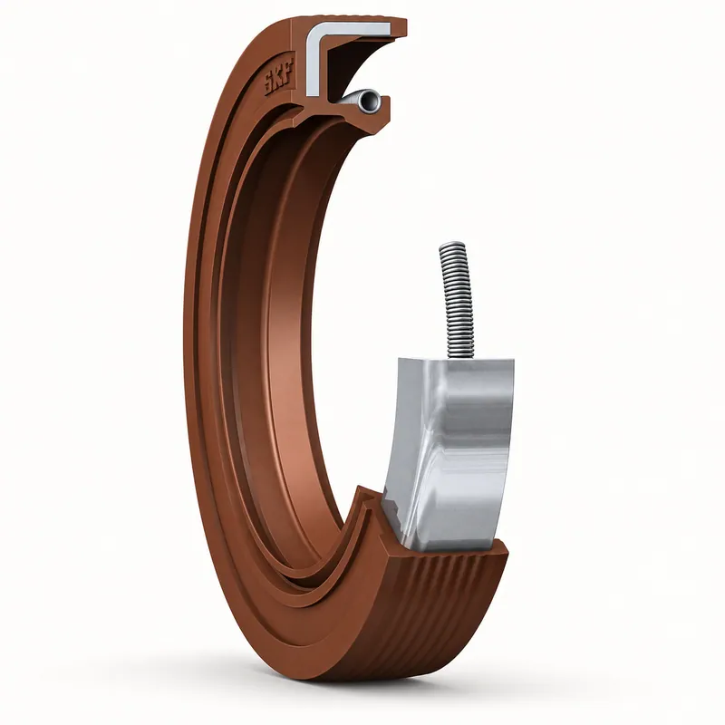 Retén radial de goma de 45x72x10 mm con labio y resorte · SKF 45X72X10 HMSA10 V