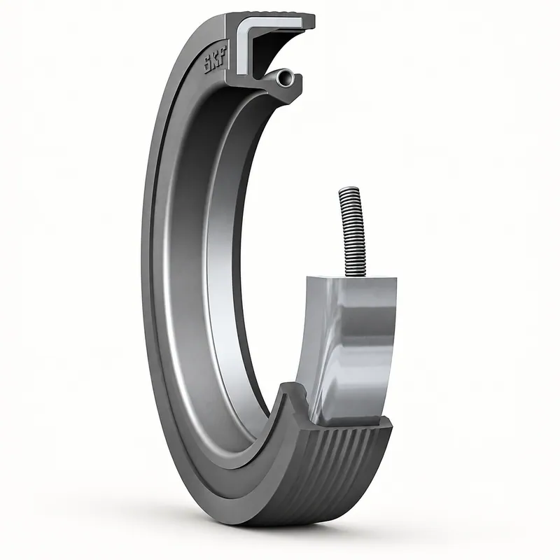 Retén radial de goma con labio y resorte interno · SKF 45X72X8 HMS5 RG