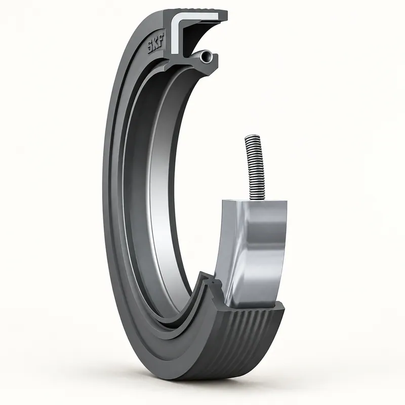 Retén radial de goma con labio de sellado y resorte · SKF 45X72X8 HMSA10 RG