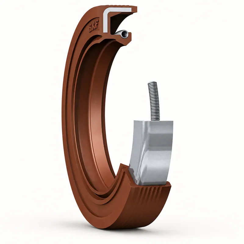 Retén radial de goma con labio y resorte de acero · SKF 45X72X8 HMSA10 V