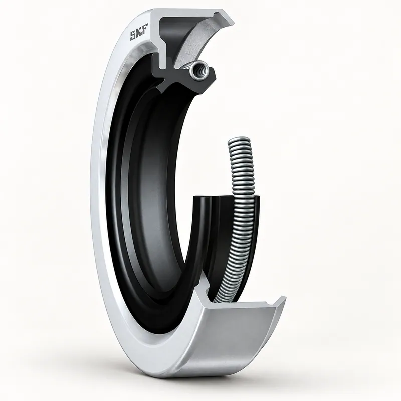 Retén radial con carcasa metálica, doble labio y labio auxiliar de contacto · SKF 550085