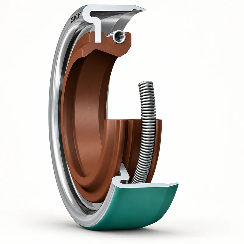 Retén radial de elastómero con labio de sellado y resorte · SKF 8665