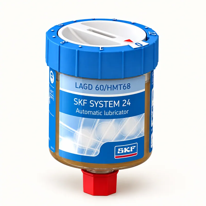 Lubricador automático de un punto, cuerpo cilíndrico transparente con tapa, lleno de aceite · SKF LAGD 60/WA2