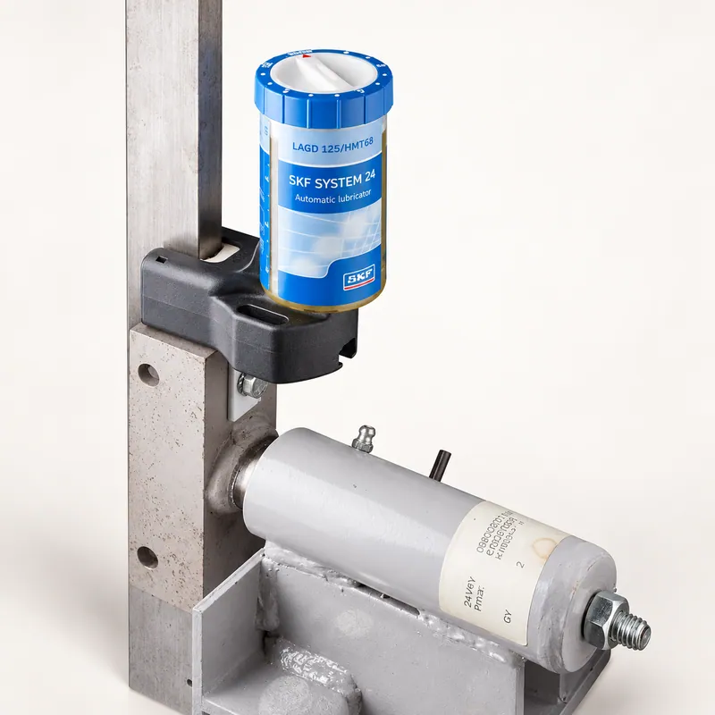 Cepillo aplicador para guías de ascensor con lubricador monopunto · SKF LAPB 5-16E1