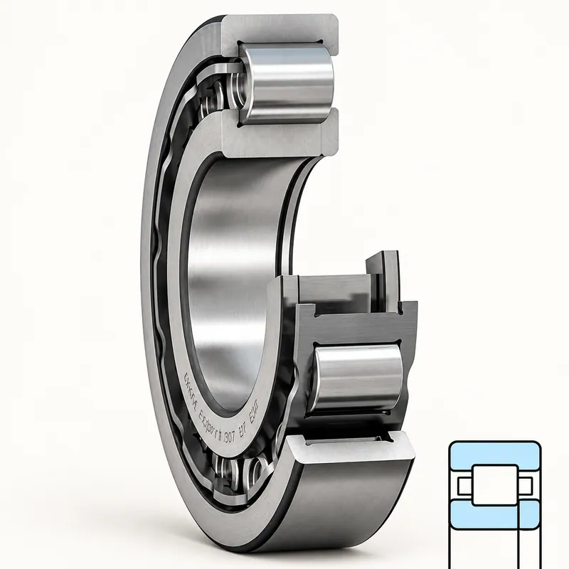 Rodamiento de rodillos cilíndricos con pestaña y jaula de acero · SKF NUP 310 ECJ/C3