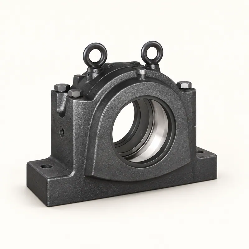 Soporte bipartido de base maciza con dos mitades atornilladas y agujero central · SKF SSNLD 530/MS2