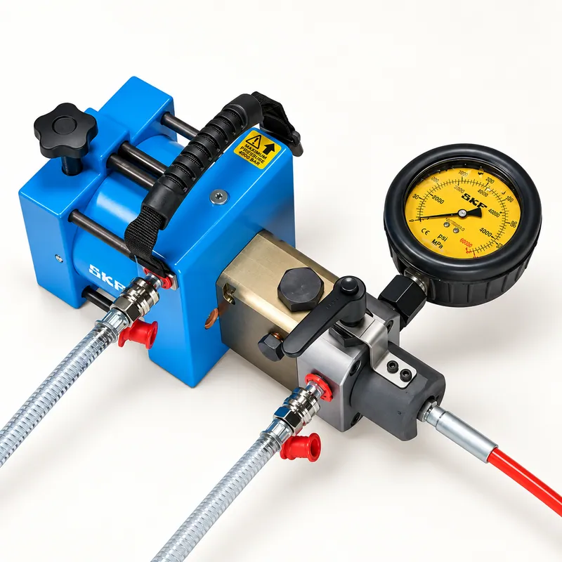 Equipo de inyección de aceite neumático con manguera y manómetro, en caja · SKF THAP 400E/K10
