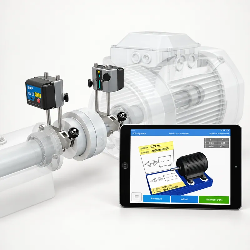 Herramienta de alineación de ejes con pantalla y sensores · SKF TKSA 51-ROD120