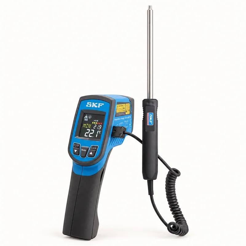 Termómetro infrarrojo avanzado con emisividad ajustable y sonda de contacto · SKF TKTL 21