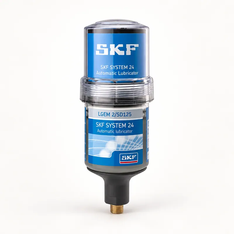 Lubricador automático de un punto, forma cilíndrica, con etiqueta · SKF TLSD 125/HP2