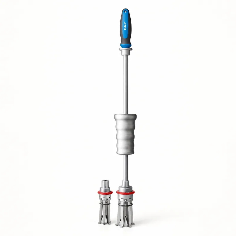 Herramienta de montaje con placa metálica y pernos de sujeción · SKF TMIP 30-60